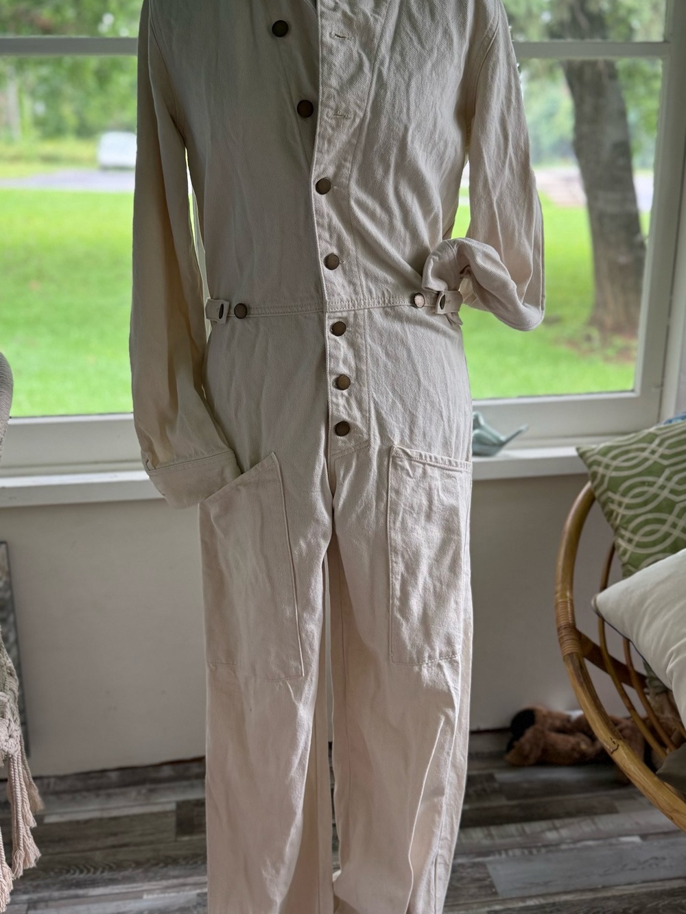 NWOT ZARA Utility Jumpsuit with Front Buttons and Pockets, Long Sleeves, Loose - Picture 6 of 14